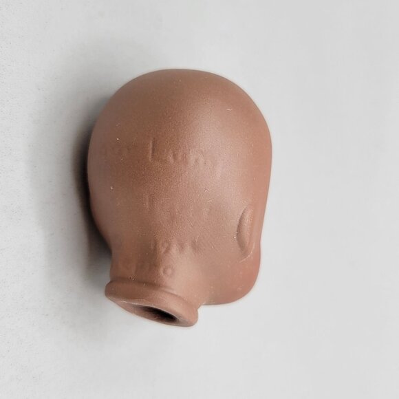 Sugar Lump Porcelain Bisque Brown Doll Head Repro Painted Face Closed Eyes - Picture 8 of 8